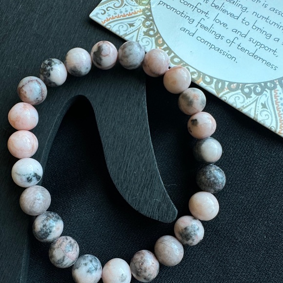 New Healing Stone Pink Zebra Jasper Bead Stretch Bracelet Balance Self Love Joy - Picture 6 of 9